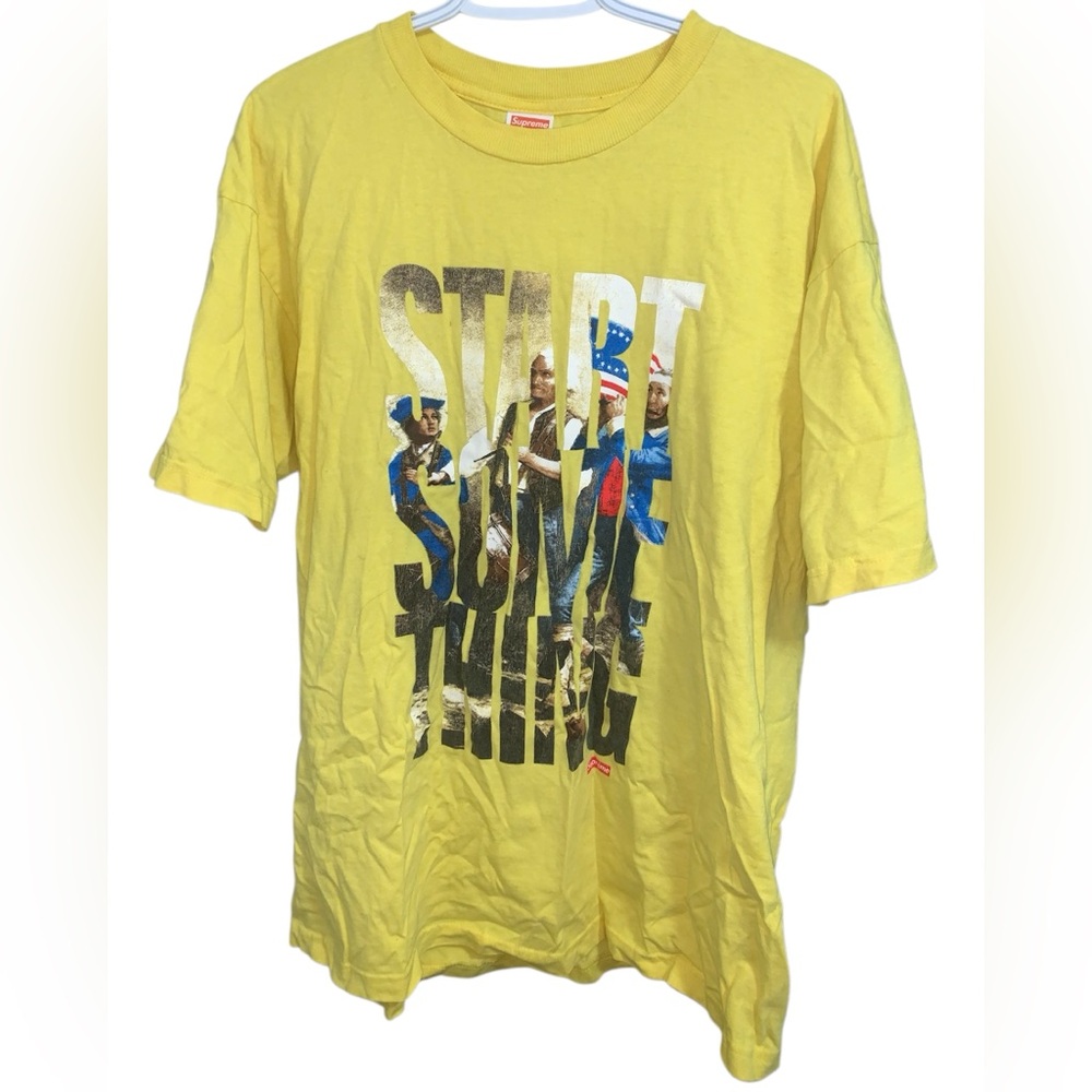 Supreme “Start Something” Yellow Graphic T-Shirt Size XL 2008 Vintage
